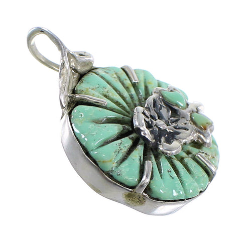 Silver Turquoise Flower Dragonfly Southwest Pendant WX58160
